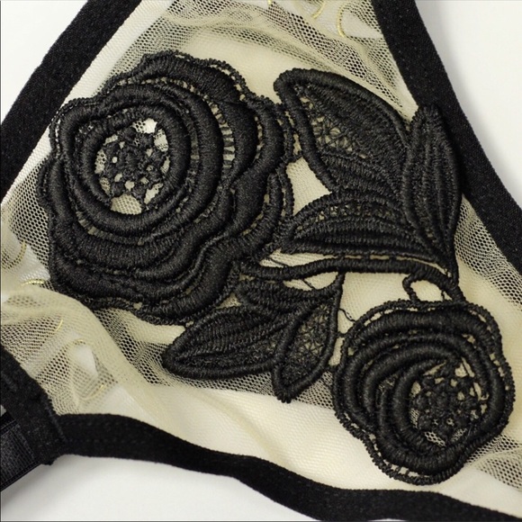 Strappy bra bralette, panty,garter belt - 3 piece - Picture 10 of 16